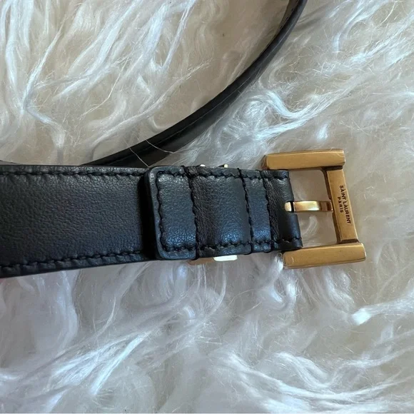 Yves Saint Laurent Cassandre skinny black belt 85 ( 39.5” total length) - Picture 8 of 9